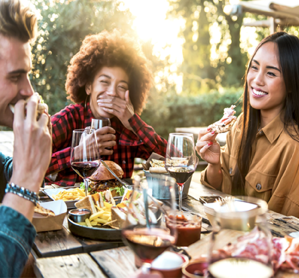 A group of friends having a dinner