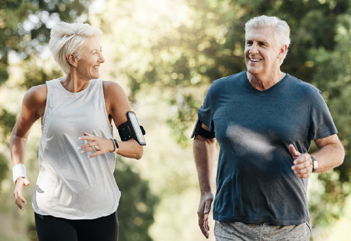 Two people running in the park
